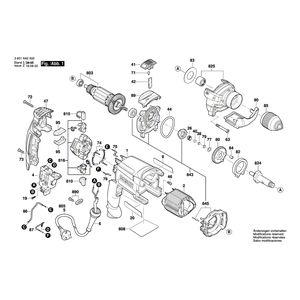 для ударной дрели Bosch GSB 16 RE 230 V 3601A4E500, деталировка 1