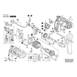 для ударной дрели Bosch GSB 1600 RE 230 V 3601B18102, деталировка 1