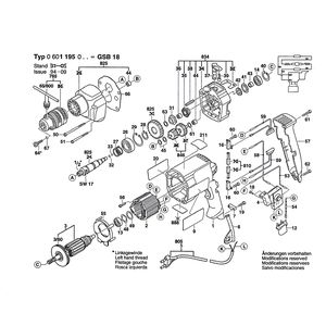 для ударной дрели Bosch GSB 18 230 V 0601195003, деталировка 1