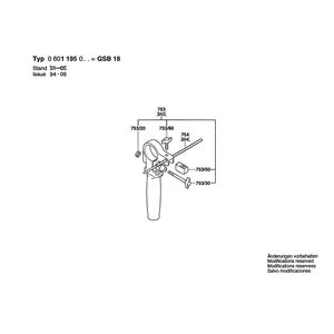 для ударной дрели Bosch GSB 18 230 V 0601195003, деталировка 2