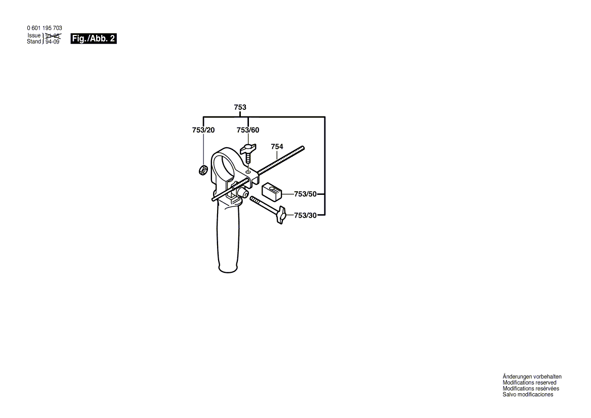 для ударной дрели Bosch GSB 18 RE 230 V 0601195703, деталировка 2