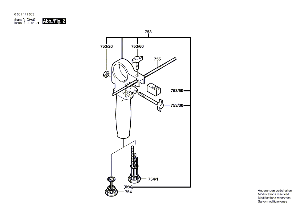 для ударной дрели Bosch GSB 18-2 230 V 0601141003, деталировка 2