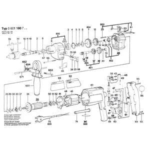 для ударной дрели Bosch GSB 18-2 E 230 V 0601180703, деталировка 1