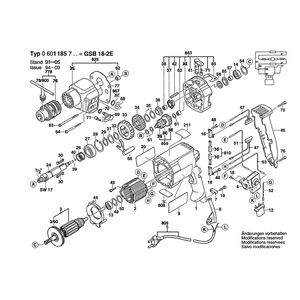 для ударной дрели Bosch GSB 18-2 E 230 V 0601185703, деталировка 1