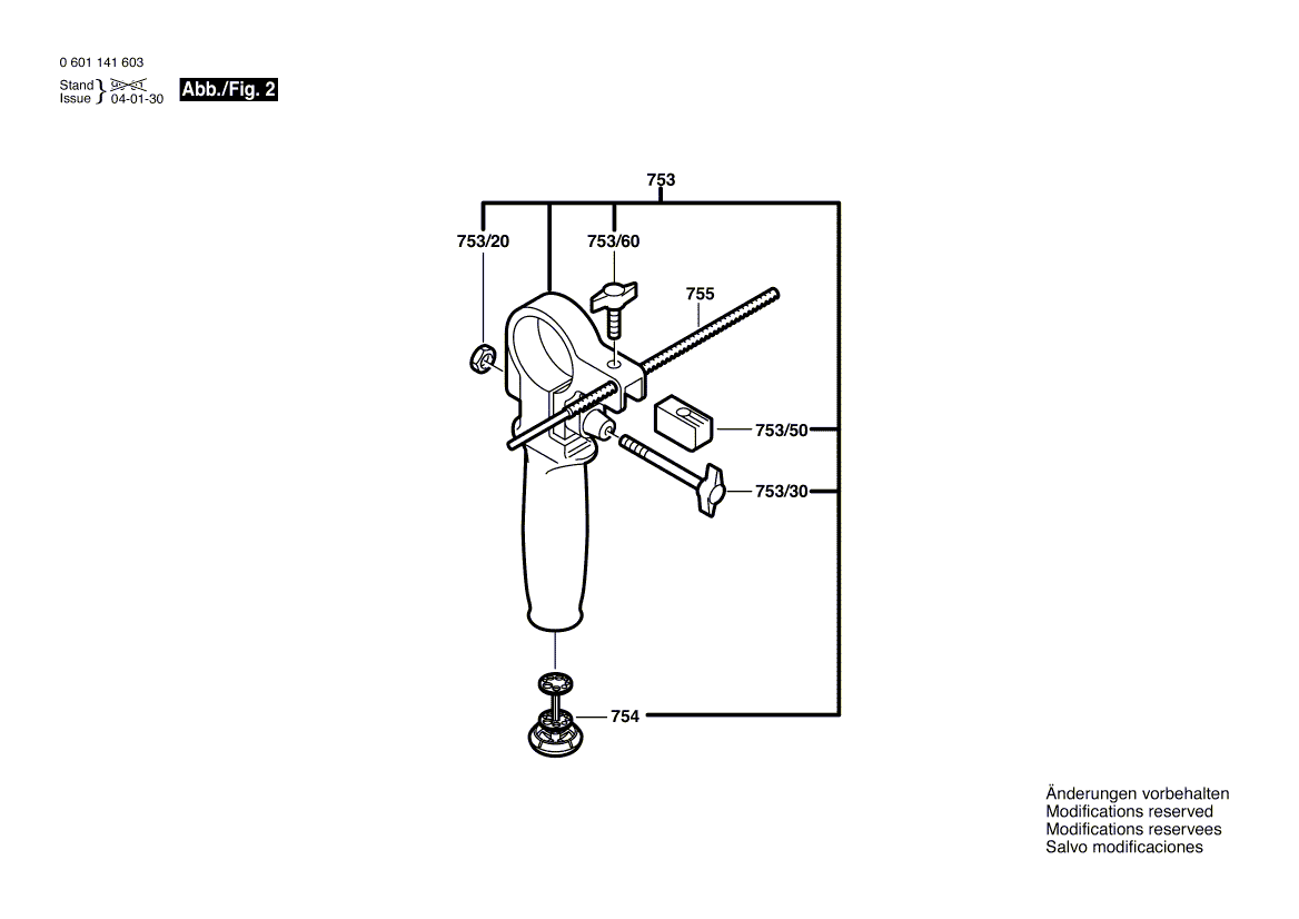 для ударной дрели Bosch GSB 18-2 RE 230 V 0601141670, деталировка 2