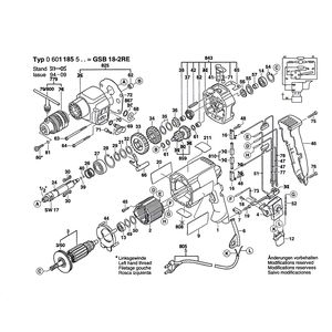 для ударной дрели Bosch GSB 18-2 RE 230 V 0601185503, деталировка 1