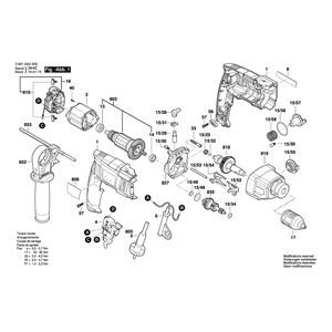 для ударной дрели Bosch GSB 18-2 RE 230 V 3601AA2200, деталировка 1