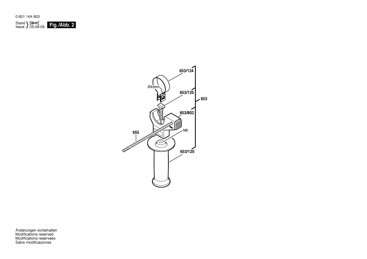 для ударной дрели Bosch GSB 1800-2 RE 230 V 060114A603, деталировка 2