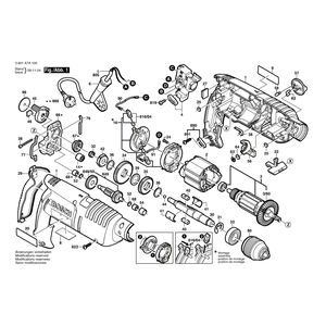 для ударной дрели Bosch GSB 1800-2 RE 230 V 3601A7A100, деталировка 1