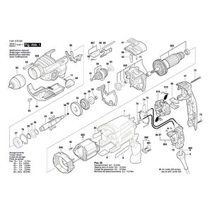 для ударной дрели Bosch GSB 19-2 RE 230 V 3601A7B500, деталировка 1