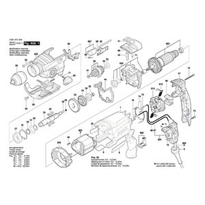 для ударной дрели Bosch GSB 19-2 REA 230 V 3601A7C500, деталировка 1