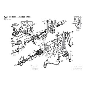 для ударной дрели Bosch GSB 20-2 RCE 230 V 0601192703, деталировка 1