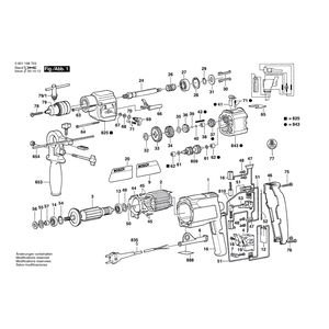 для ударной дрели Bosch GSB 20-2 RE 220 V 0601198703, деталировка 1