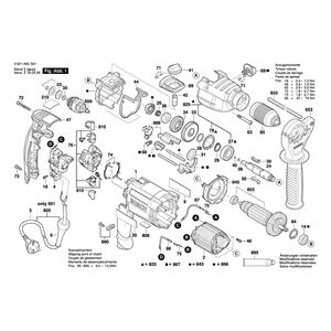 для ударной дрели Bosch GSB 21-2 RE 230 V 3601A9C501, деталировка 1