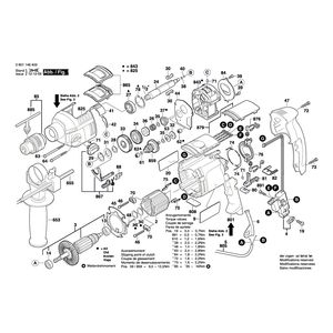 для ударной дрели Bosch GSB 22-2 RE 230 V 0601146403, деталировка 1