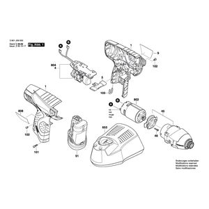 для аккумуляторного импульсного гайковерта Bosch GDR 10,8 V-LI 10.8 V 3601J09000, деталировка 1