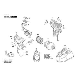 для аккумуляторного импульсного гайковерта Bosch GDR 12V-110 12 V 3601JE0001, деталировка 1