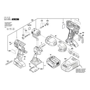 для аккумуляторного импульсного гайковерта Bosch GDR 14,4 V-LI 14.4 V 3601JA1400, деталировка 1