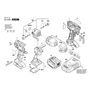 для аккумуляторного импульсного гайковерта Bosch GDR 14,4 V-LI 14.4 V 3601JA1401, деталировка 1