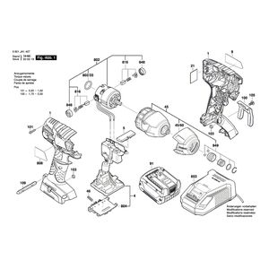 для аккумуляторного импульсного гайковерта Bosch GDR 14,4 V-LI 14.4 V 3601JA1407, деталировка 1