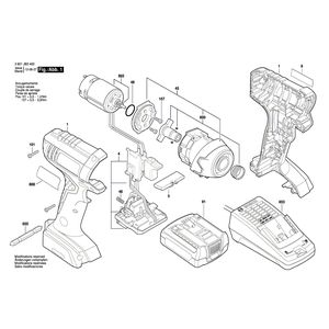 для аккумуляторного импульсного гайковерта Bosch GDR 1440-LI 14.4 V 3601JB3400, деталировка 1