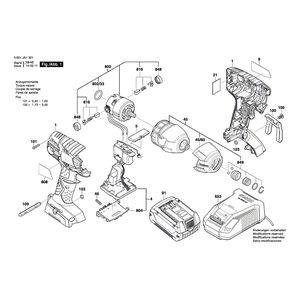 для аккумуляторного импульсного гайковерта Bosch GDR 18 V-LI 18 V 3601JA1301, деталировка 1