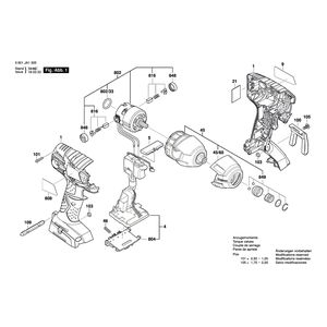 для аккумуляторного импульсного гайковерта Bosch GDR 18 V-LI 18 V 3601JA1305, деталировка 1