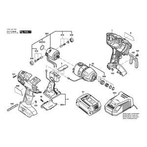 для аккумуляторного импульсного гайковерта Bosch GDR 18 V-LI MF 18 V 3601JA1000, деталировка 1