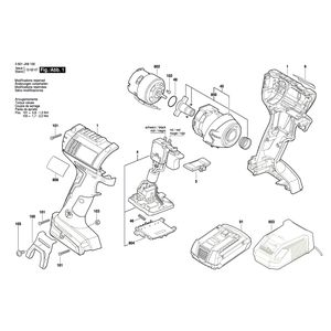 для аккумуляторного импульсного гайковерта Bosch GDR 18-LI 18 V 3601JA9100, деталировка 1