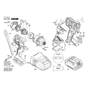 для аккумуляторного импульсного гайковерта Bosch GDR 180-LI 18 V 3601JG5120, деталировка 1