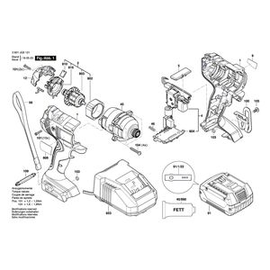 для аккумуляторного импульсного гайковерта Bosch GDR 180-LI 18 V 3601JG5121, деталировка 1