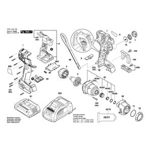 для аккумуляторного импульсного гайковерта Bosch GDR 18V-200 C 18 V 3601JG4100, деталировка 1