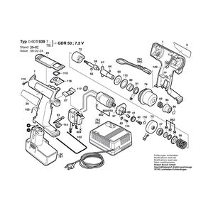 для аккумуляторного импульсного гайковерта Bosch GDR 50 7.2 V 0601939703, деталировка 1