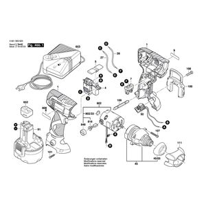 для аккумуляторного импульсного гайковерта Bosch GDR 9,6 V 9.6 V 0601909621, деталировка 1