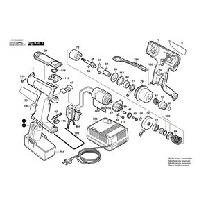 для аккумуляторного импульсного гайковерта Bosch GDR 90 9.6 V 0601939827, деталировка 1