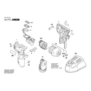 для аккумуляторного импульсного гайковерта Bosch GDS 10,8 V-EC 10.8 V 3601JE0100, деталировка 1