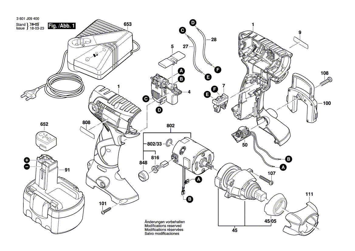 для аккумуляторного импульсного гайковерта Bosch GDS 14,4 V 14.4 V 3601J09400, деталировка 1
