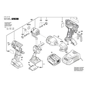 для аккумуляторного импульсного гайковерта Bosch GDS 14,4 V-LI 14.4 V 3601JA1T00, деталировка 1