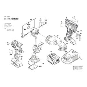 для аккумуляторного импульсного гайковерта Bosch GDS 14,4 V-LI 14.4 V 3601JA1T01, деталировка 1