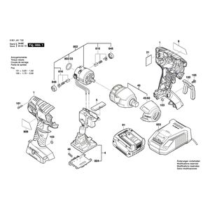 для аккумуляторного импульсного гайковерта Bosch GDS 14,4 V-LI 14.4 V 3601JA1T02, деталировка 1