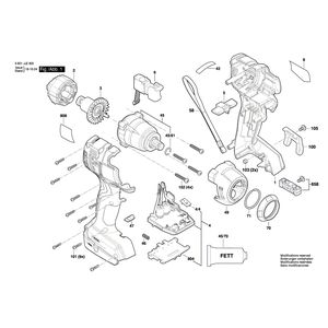 для аккумуляторного импульсного гайковерта Bosch GDS 18V-200 18 V 3601JJ2300, деталировка 1