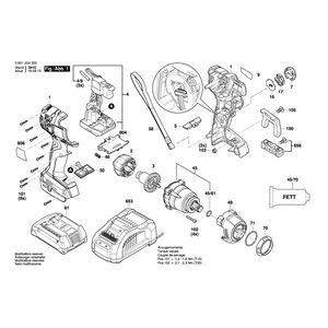 для аккумуляторного импульсного гайковерта Bosch GDS 18V-200 C 18 V 3601JG4300, деталировка 1