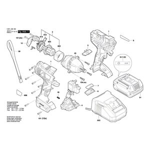 для аккумуляторного импульсного гайковерта Bosch GDS 250-LI 18 V 3601JG6120, деталировка 1