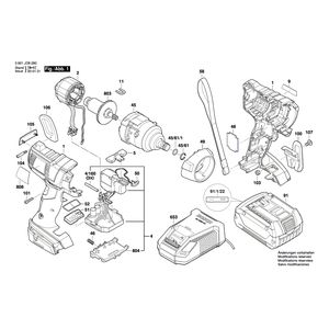 для аккумуляторного импульсного гайковерта Bosch GDS18V-EC 300 ABR 18 V 3601JD8200, деталировка 1