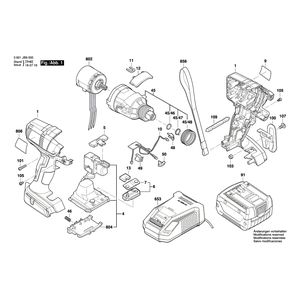 для аккумуляторного импульсного гайковерта Bosch GDX 14,4 V-EC 14.4 V 3601JB9000, деталировка 1