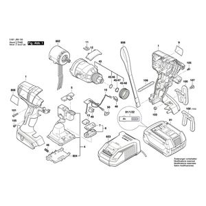 для аккумуляторного импульсного гайковерта Bosch GDX 18 V-EC 18 V 3601JB9100, деталировка 1