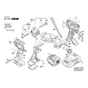 для аккумуляторного импульсного гайковерта Bosch GDX 18 V-LI 18 V 3601JB8100, деталировка 1