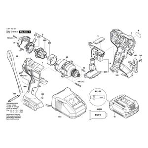 для аккумуляторного импульсного гайковерта Bosch GDX 180-LI 18 V 3601JG5221, деталировка 1