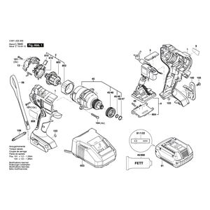 для аккумуляторного импульсного гайковерта Bosch GDX 18V-180 18 V 3601JG5200, деталировка 1