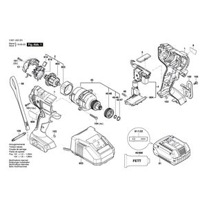 для аккумуляторного импульсного гайковерта Bosch GDX 18V-180 18 V 3601JG5201, деталировка 1